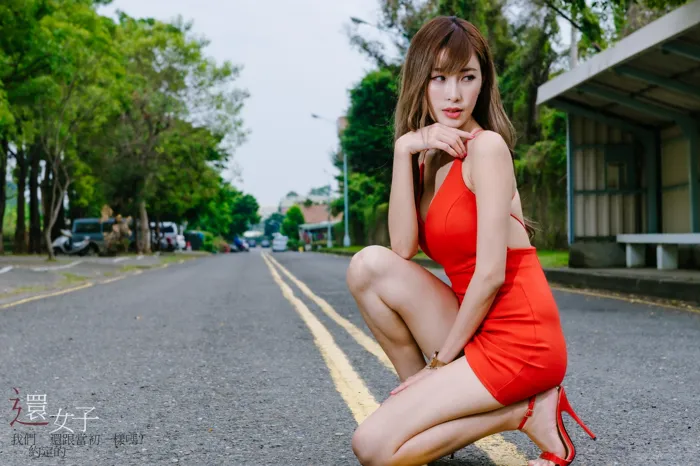 [Mzsock] NO.047 Abby red dress short skirt high heels beautiful legs outdoor shot street photography#[106P]-73